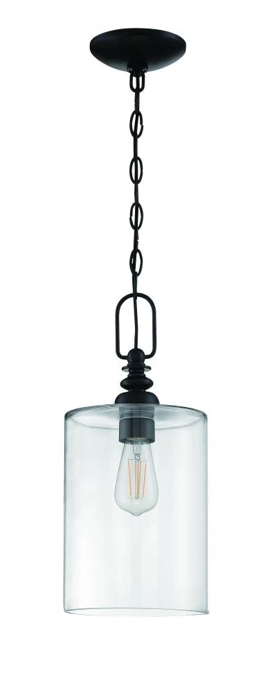 Dardyn 1 Light Mini Pendant in Flat Black (Clear Glass) (9VCQ4)