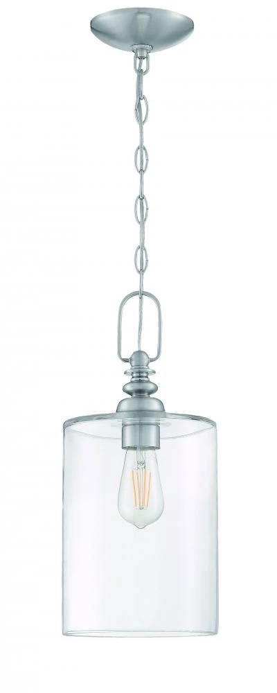 Dardyn 1 Light Mini Pendant in Brushed Polished Nickel (Clear Glass) (9VCQ3)