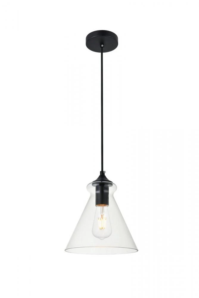 Destry 1 Light Black Pendant with Clear Glass (J124N)