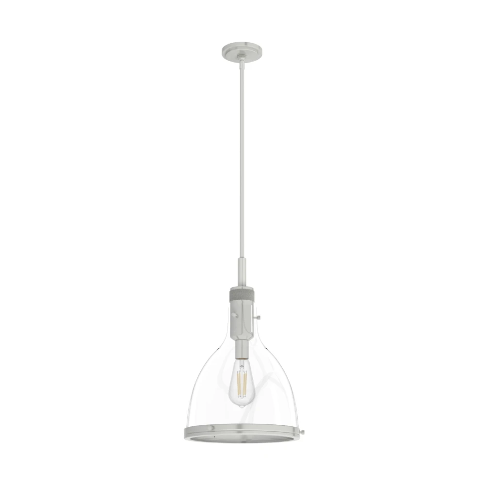 Hunter Van Nuys Brushed Nickel with Clear Glass 1 Light Pendant Ceiling Light Fixture (407UGMD)