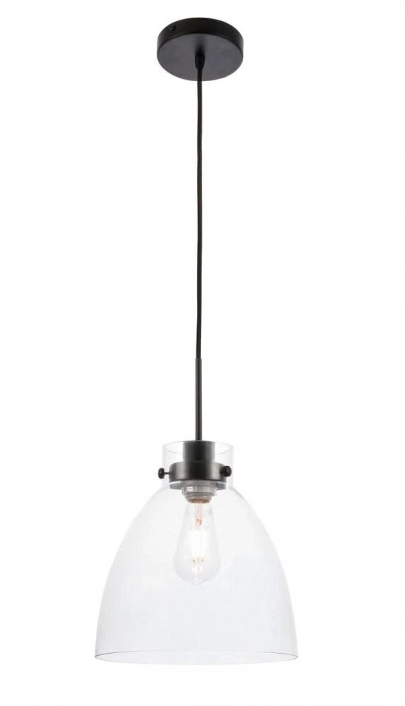 Frey 1 Light Black and Clear Glass Pendant (J41VF)