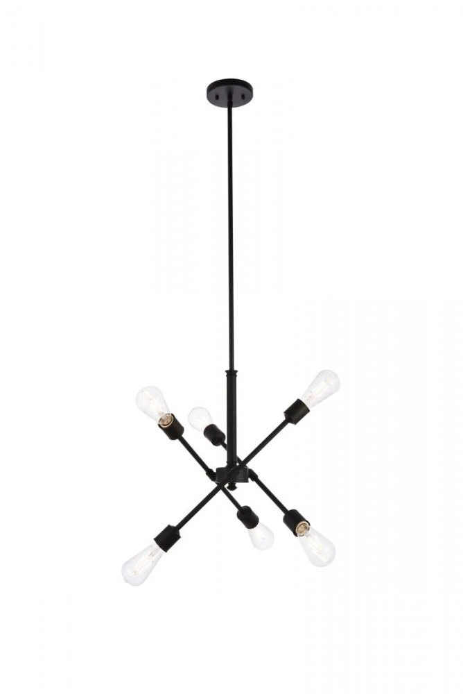 Axel 6 Lights Black Pendant with Hanging Rod (TTVF1)