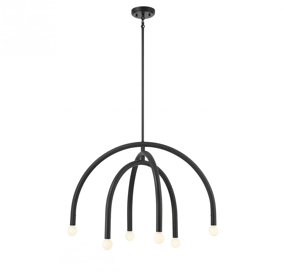 6-Light Chandelier in Matte Black (80408H8)